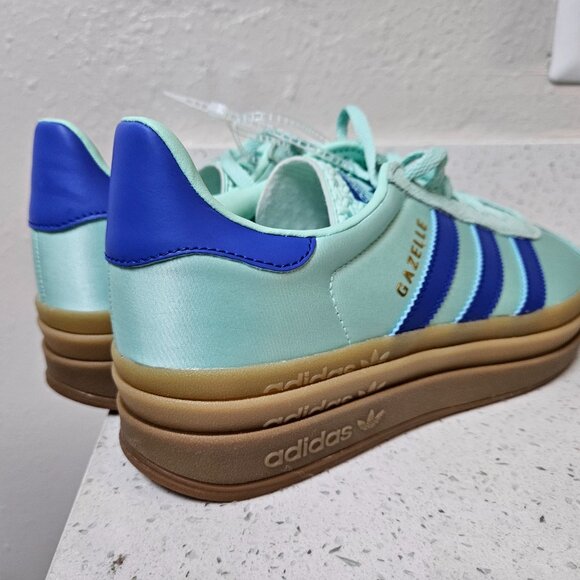 Size 8.5 - Adidas Gazelle Bold Platform Clear Mint Lucid Blue Satin W - Picture 6 of 14
